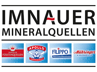Imnauer Mineralquellen Logo von Imnauer Mineralquellen mit vier Markenlogos: Fortinellen, Apollo, Filippa und Köllinger.