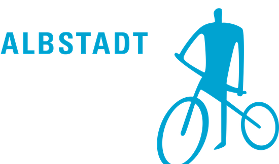 Albstadt Bike MARAThon Logo von Albstadt Bike MARAThon mit stilisierter, blauer Figur auf einem Fahrrad.