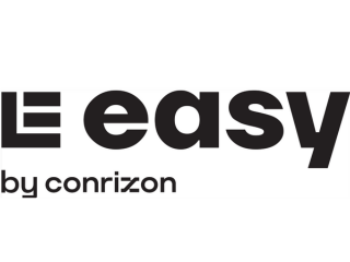 easy by conrizons Schriftzug „easy by conrizons“ in schwarzer Schrift auf hellem Hintergrund.