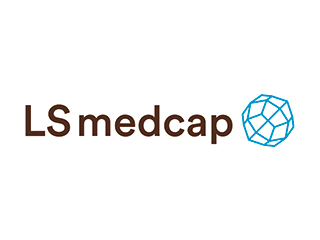 LSmedcap Logo von LSmedcap mit Schriftzug und grafischem Element in Blau.